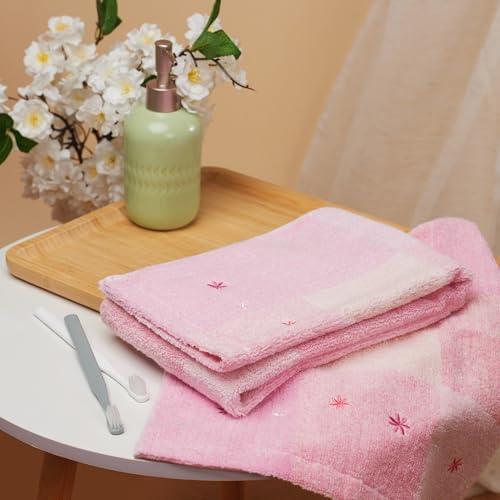 Vie Triomphe Zero Twist Towel Set 2 Pack - Pink Checkered Face Towel 14x15 & Hand Towel 14x31 - Non Twist Cotton Ultra Soft Fluffy Absorbent Bathroom Gym Travel Spa Hotel Grid Pattern 2 Piece Gift - style: 2 Pack of Zero-Twist Towels Sets: Hand Towel +Was