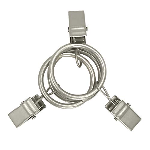 100 Pack Metal Curtain Rings with Clips, Drapery Clips with Rings, Drapes Rings 1 inch Inner Diameter, Fits Diameter 5/8 inch Curtain Rods, Matte Silver - color: Matte Silver, size: 1" I D 100 Pack