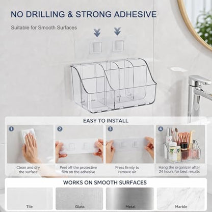 Sotfamily Clear Kids Toothbrush Holders for Bathrooms, 1 Pack(No-Drill) | Space-Saving Wall-Mounted Tooth Brush & Toothpaste Holder for Bathroom Countertop or Wall, Bathroom Organizers and Storage - size: 1 Pack