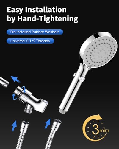 Shower Head with Handheld, High Pressure Showerhead with Long Hose | 80" Extra Long Stainless Steel Hose & Adjustable Bracket, Shower Heads with ON/OFF Switch for Pets Bath, Chrome - color: Premium Chrome, style: 6 Spray-Settings