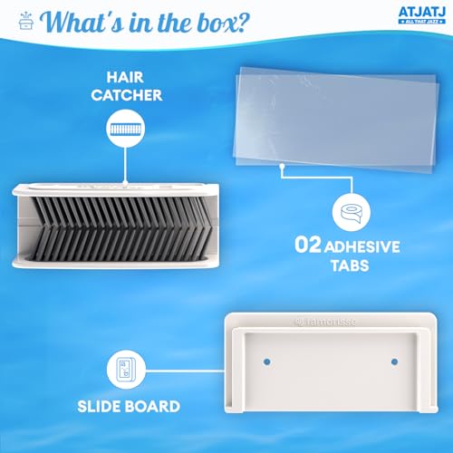 Large Shower Hair Catcher Wall, White Hair Drain Catcher with Silicone Bristle, Bathroom Tub Hair Catcher Drain Protector, Hair Collector for Shower, Shower Hair Trapper, Hair Grabber for Drain