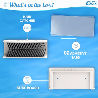 Large Shower Hair Catcher Wall, White Hair Drain Catcher with Silicone Bristle, Bathroom Tub Hair Catcher Drain Protector, Hair Collector for Shower, Shower Hair Trapper, Hair Grabber for Drain