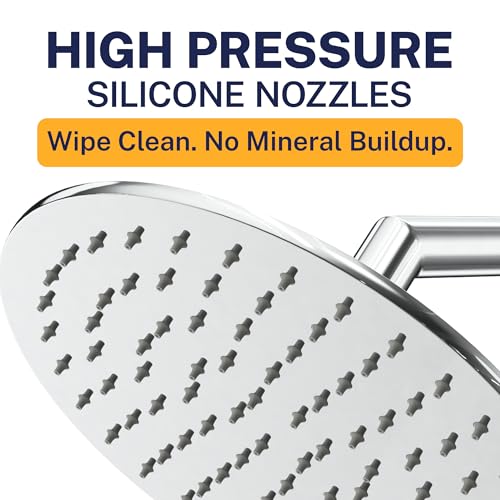 HammerHead Showers® Solid Metal 8 Inch Rainfall Shower Head – CHROME - Shower Head Rainfall - 2.5 GPM High Flow Shower Head Optimized for Pressure – Large Round Rain Shower Heads - color: Polished Chrome, size: 2.5 GPM