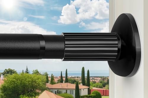 Tension Curtain Rod 51-126 Inch, Long Curtain Rod No Drilling for Window or Bathroom, Outdoor Curtain Rods for Patio Tension Rods, Easy to Install, Never Rust, Rod Diameter 1.26 Inches - Black - color: Black, size: 51''-126''