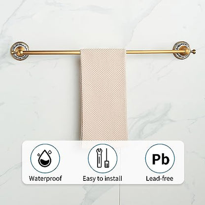 Antique Bronze Brass Towel Bar,Adjustable 15.5 to 27.5 Inch Bath Towel Bar Rack for Bathroom Towel Holder, Wall Mounted Bathroom Hardware Accessories,Porcelain Design - color: Single Towel Bar