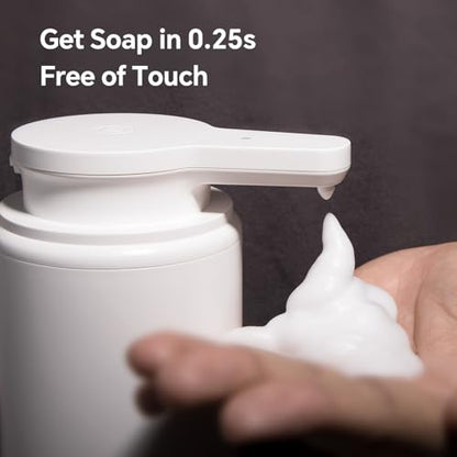 Automatic Foaming Soap Dispenser, Rechargeable Touchless Foam Hand Soap Dispenser for Bathroom, Soap Pump for Kitchen, Water-Resistant, Xmas Gift 10oz - color: White