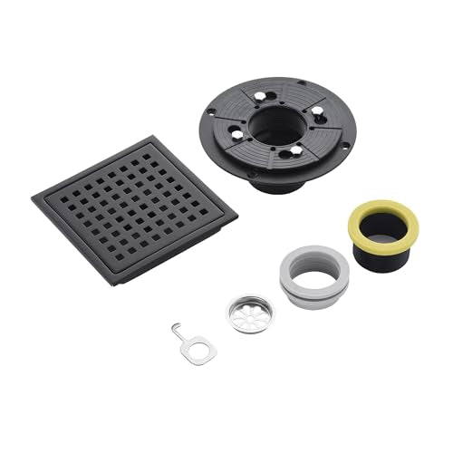 6 in. x 6 in. Stainless Steel Square Shower Floor Drain in Matte Black, FD01-6-TM - color: Matte Black