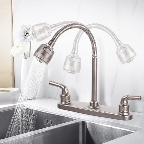 RV Kitchen Faucet Non-Metallic, Flexible Spout for Campers, Motorhomes, Travel Trailers (Brushed Nickled) - color: Brushed Nickled