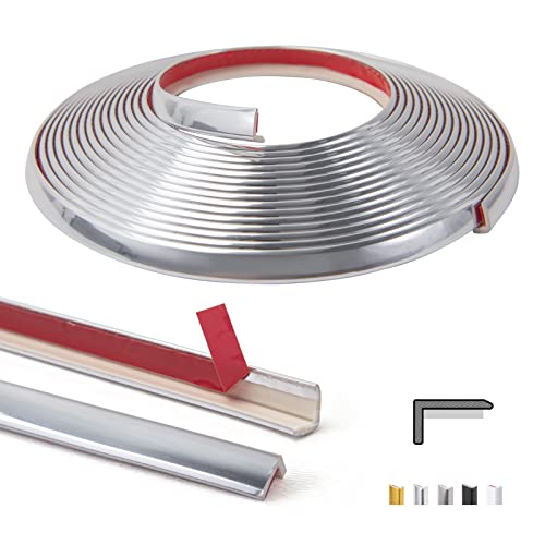 Art3d 20ft Outside Vinyl Corner Trim Peel and Stick for Tile and Wall Edges, Furniture Decoration Stainless Steel - color: Stainless Steel
