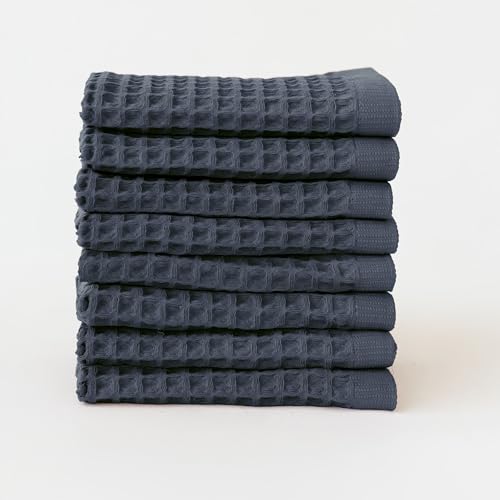 Waffle Washcloths Set of 8 Anthracite - Premium Quality 100% Turkish Cotton Face Washcloth, Soft Makeup Towel, Shower Cloth, Kitchen Towel (Anthracite, Set of 8 Washcloths) - color: Anthracite, size: Set of 8 Washcloths