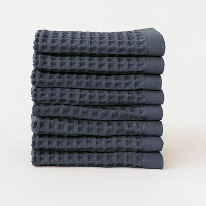Waffle Washcloths Set of 8 Anthracite - Premium Quality 100% Turkish Cotton Face Washcloth, Soft Makeup Towel, Shower Cloth, Kitchen Towel (Anthracite, Set of 8 Washcloths) - color: Anthracite, size: Set of 8 Washcloths