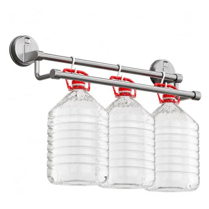Suction Cup Bathroom Hand Towel Rack Double Bar 2 Tier | Wall Mount, No Drill, Space Aluminium, Electroplated Finish, Length Under 50 Cm(Grey 30cm) - color: Grey 30cm