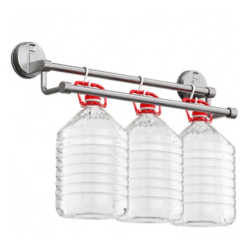 Suction Cup Bathroom Hand Towel Rack Double Bar 2 Tier | Wall Mount, No Drill, Space Aluminium, Electroplated Finish, Length Under 50 Cm(Grey 50cm) - color: Grey 50cm