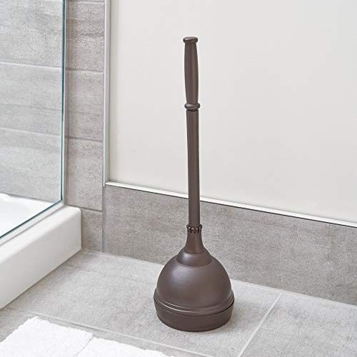 iDesign Kent Plastic Plunger with Cover Set, Bronze | 5.96" x 5.96" x 21.66", For Master, Guest, Kids', Office Bathroom, Cleaning and Storage - color: Toilet Plunger