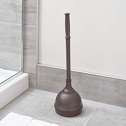 iDesign Kent Plastic Plunger with Cover Set, Bronze | 5.96" x 5.96" x 21.66", For Master, Guest, Kids', Office Bathroom, Cleaning and Storage - color: Toilet Plunger