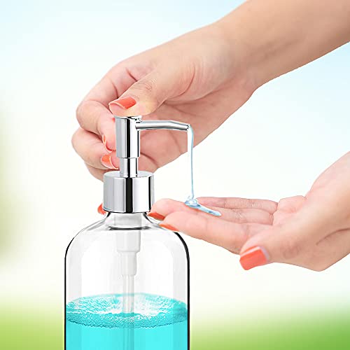 Clear Soap Dispenser with Rust Proof Pump, Waterproof Labels (2 Pack,16 Oz), Plastic Hand Soap Dish Soap Dispenser for Kitchen Bathroom - color: Clear