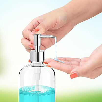 Clear Soap Dispenser with Rust Proof Pump, Waterproof Labels (2 Pack,16 Oz), Plastic Hand Soap Dish Soap Dispenser for Kitchen Bathroom - color: Clear