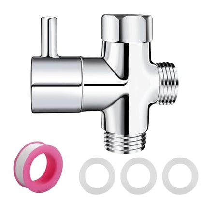 Sink Faucet Switch Valve Brass 3-Way Diverter Splitter G1/2 Adaptor - color: Metal Sliver