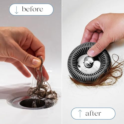 TubRing Pop-Up Drain Protector & Strainer Silicone Hair Catcher, Dark Gray | Easy snap-in design fits around bathtub stoppers. Customizable utility guard for clog prevention. Fits 1.85"- 2.16" drains. - color: Charcoal Gray