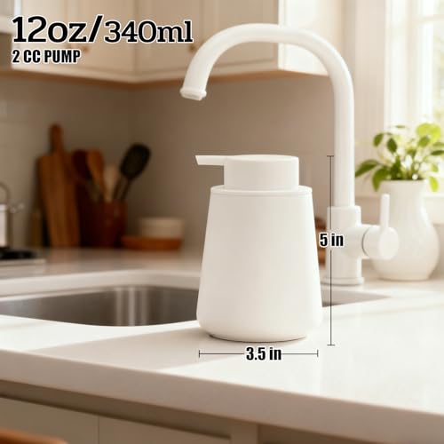 Ceramic Foaming Soap Dispenser, 12 Oz Foam Hand Soap Dispenser for Bathroom, Face Wash Dispenser Bottle with Foaming Pump, Refillable Lotion Dish Soap Foam Dispenser for Kitchen, Matte White - color: White