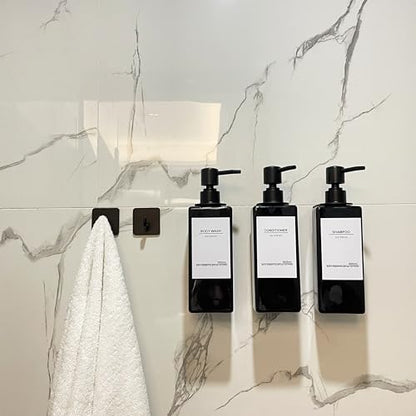 Shampoo Dispenser for Shower Wall, Shampoo and Conditioner Dispenser with 16 Waterproof Labels, No Drill Shower Soap Dispenser Bathroom, Shower Soap Dispenser Wall Mounted 3 Chamber, 17oz,Black | Shampoo Dispenser for Shower Wall, Shower Soap Dispenser Wa