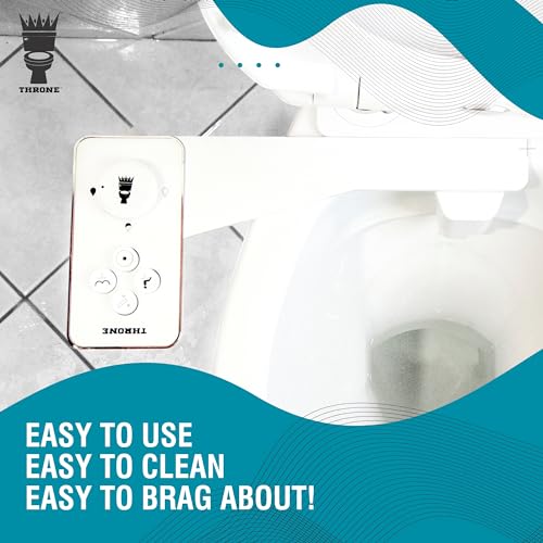 Throne Bidet Attachment for Toilet Seat USA Patented Easy Install (White) | Non-Electric Self Cleaning Cold Water Sprayer Double Nozzle (Frontal & Rear Wash) Bathroom Bidet Toilet Seat Attachment - color: White/White