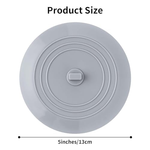 Vaincre 2PCS 5" Universal Silicone Bathtub Drain Stopper with Suction Seal | White and Gray, Leak Proof, Hair Trapping, Universal Fit, For Tub Sink Laundry Drain, Bathroom Kitchen Use, Easy Clean - color: Grey+white