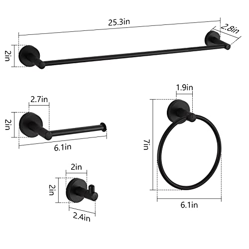 BGL Bathroom Hardware Set Black Bathroom Accessory Set Towel Bar 8 Pieces - color: Matte Black, size: 8 PIECES