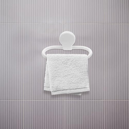 BESPORTBLE 2pcs Adhesive Hand Towel Holder Rings Wall Mounted Towel Rack for Bathroom Kitchen No Drill Sticky for Home Decor Pink and White