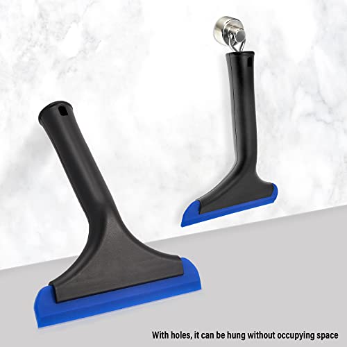 Small Silicone Squeegee Window Shower Squeegee Tool,Auto Water Blade for Car Windshield, Window, Mirror, Glass Door,Bathroom - color: Black+ Blue