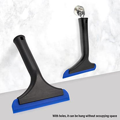 Small Silicone Squeegee Window Shower Squeegee Tool,Auto Water Blade for Car Windshield, Window, Mirror, Glass Door,Bathroom - color: Black+ Blue