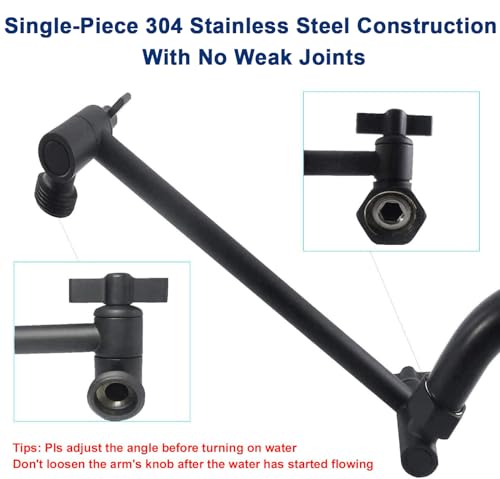 NearMoon Adjustable Shower Arm Universal Connection, Extension Arm, Adjust Angle to Upgrade Shower Experience, Easy to Install, Anti-leak (11 Inch, Matte Black) - color: Matte Black, style: 11 Inch Adjustale