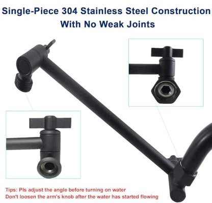 NearMoon Adjustable Shower Arm Universal Connection, Extension Arm, Adjust Angle to Upgrade Shower Experience, Easy to Install, Anti-leak (11 Inch, Matte Black) - color: Matte Black, style: 11 Inch Adjustale
