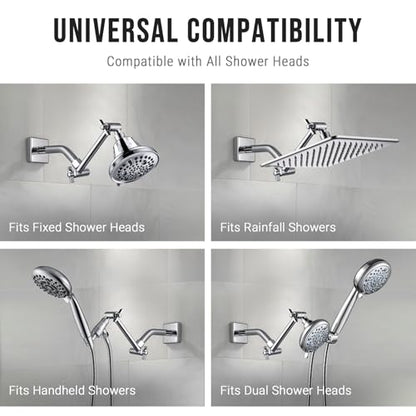 G-Promise 6 Inch Shower Extender with 6 Inch Shower Arm and Flange(Chrome) | Solid Brass Construction, Height and Angle Adjustable, Standard Connection Thread, All Installation Tools Included - color: Chrome, style: 6 Inch