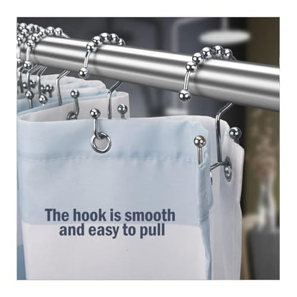 Shower Curtain Hooks Rings, Rust Resistant Metal Double Glide Shower Hooks Rings for Bathroom Shower Rods Curtains, Set of 12 Hooks - Chrome - color: Chrome