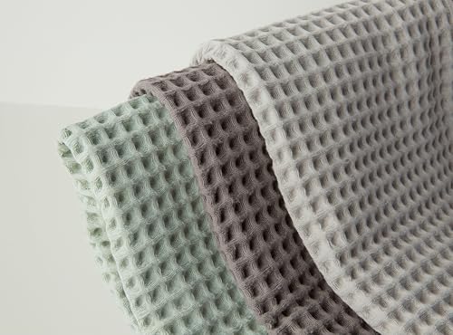 Waffle Cotton Bath Towels-100% Turkish Cotton, Quick Dry, Ultra Soft, Premium Absorbent, Weave Design, Fast Drying-2 Pieces Bath Towel Set (1 Large Bath Towel and 1 Hand Towel) (Beige) - color: Beige