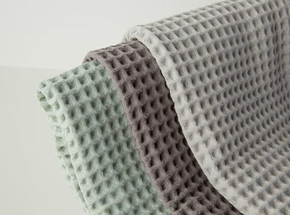 Waffle Cotton Bath Towels-100% Turkish Cotton, Quick Dry, Ultra Soft, Premium Absorbent, Weave Design, Fast Drying-2 Pieces Bath Towel Set (1 Large Bath Towel and 1 Hand Towel) (Beige) - color: Beige