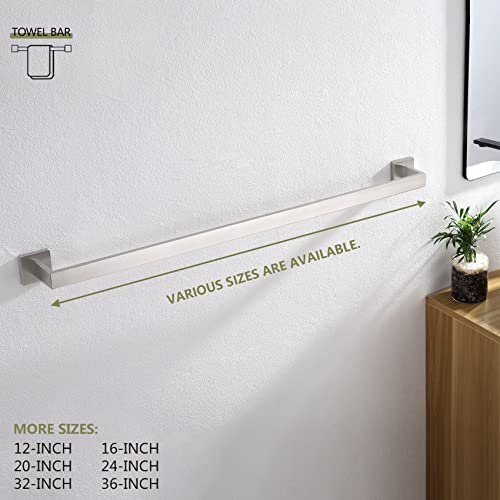 KOKOSIRI 36-Inch Single Towel Bar, Bathroom Kitchen Towel Holder, Wall Mounted SUS304 Stainless Steel Towel Rack, Brushed Nickel, B4003BR-L36 - color: Brushed Steel, size: 36-Inch