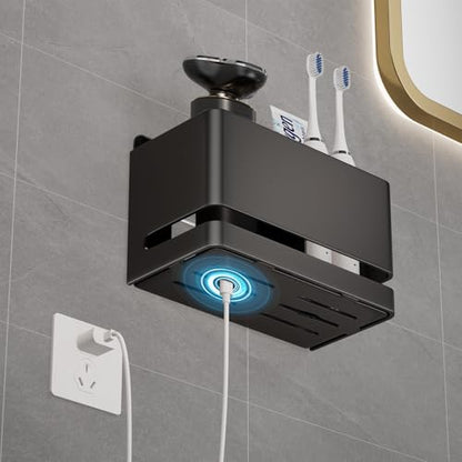 Electric Toothbrush Holder, Wall Toothbrush Holder Bathroom，2 Slot | Made of aluminum; no drilling ; suitable for use in bathrooms, kitchens, and studies. - size: Double slot