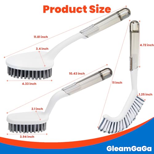 3 Pack Shower Brush for Cleaning, Heavy-Duty Scrub Brush Set for Bathroom | 3 Specialized Brushes, Stiff Bristles, Curved Brush, V-Shaped Grout Brush, Bathroom Deep Cleaning