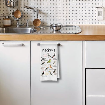 Bird Gifts Kitchen Towels - Peckers Decorative Waffle Dish Towels, Birding Gifts Hand Towel, Birding Tea Towel, 16x24 Inch - color: Birdwatching-02
