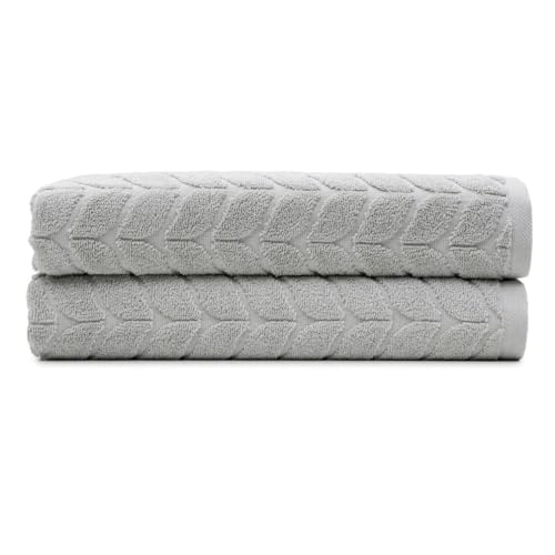 BAGNO MILANO Turkish Cotton Bath Towels, Hand Towels - Soft Plush Jacquard Collection - Highly Absorbent Towel Set (Light Grey, 2 pcs Bath Towel Set) - color: Light Grey, size: 2 pcs Bath Towel Set