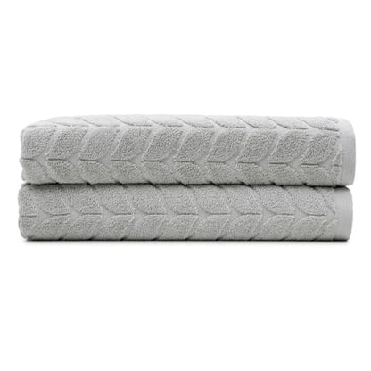 BAGNO MILANO Turkish Cotton Bath Towels, Hand Towels - Soft Plush Jacquard Collection - Highly Absorbent Towel Set (Light Grey, 2 pcs Bath Towel Set) - color: Light Grey, size: 2 pcs Bath Towel Set