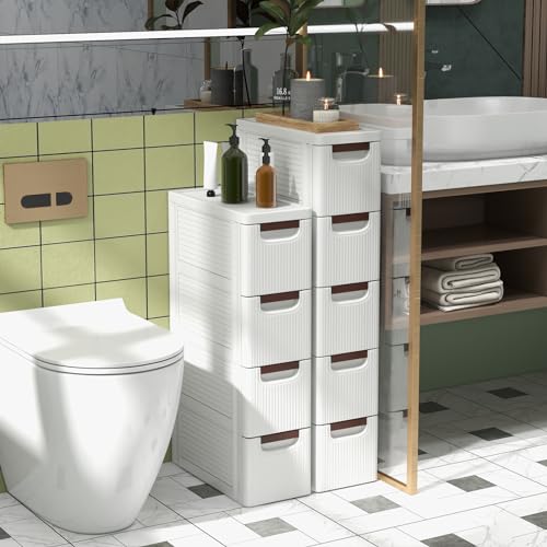 4-Drawer Narrow Storage Cabinet, Slim Rolling Cart (7.5"x16.5"x29.5") | Mobile Plastic Cart Container | Pull Handles & Built-in Wheels | For Living Room, Kitchen, Bathroom, Office - size: 7.5"x16.5"x29.5" (4 Drawer)
