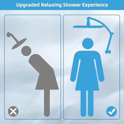 Hibbent All Metal 10'' Rain Shower Head, 16'' Extension Arm, Brushed Nickel | cUPC Certified High Pressure Rainfall Showerhead with Solid Brass Adjustable Shower Head Extension Arm, Fixed Showerheads - color: Brushed Nickel, style: Square 10''
