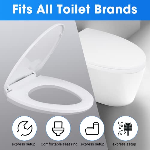 YNR Toilet Seat with Slow Close Hinges, Standard Elongated Toilet Seat with Non-slip Seat Bumpers, Easy to Install & Clean, Heavy Duty PP Material, Fits All Toilet Brands (Y6) - color: Y6