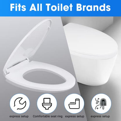 YNR Toilet Seat with Slow Close Hinges, Standard Elongated Toilet Seat with Non-slip Seat Bumpers, Easy to Install & Clean, Heavy Duty PP Material, Fits All Toilet Brands (Y6) - color: Y6