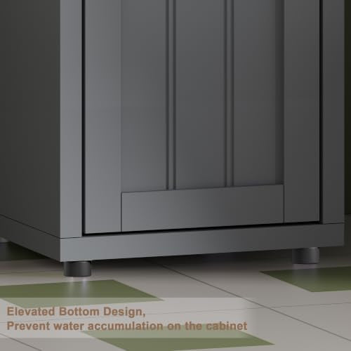 ChooChoo Narrow Bathroom Storage Cabinet with Adjustable Shelves and Drawer | Tall Slim Storage Cabinet, Freestanding Cupboard for Small Spaces, Grey
