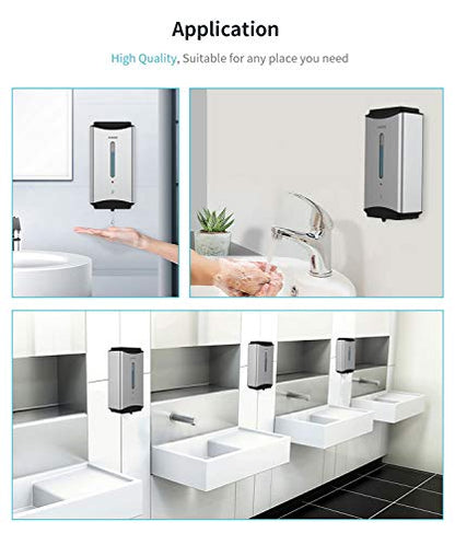 AIKE Heavy Duty Automatic Soap Dispenser,37oz for Bathroom,Brushed Steel | 5-Level and Savety Key for Commercial(4*AA Batteries Not Included),Screw Wall Mount for Space-Saving,Stainless Steel AK1206 - color: Brushed Stainless Steel