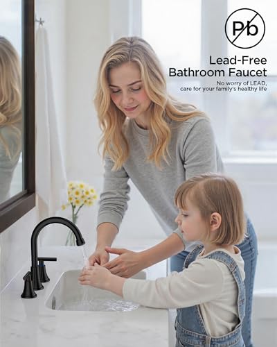 FORIOUS Black Bathroom Faucet 3 Hole, 8" Widespread Bathroom Vanity Faucet | 8 Inch Widespread Bathroom Faucet 3 hole Vanity and 4 Inch Bathroom Faucet Centerset 2 Hole for B2B Commercial, Spare Aerator - color: Matte Black, style: Modern